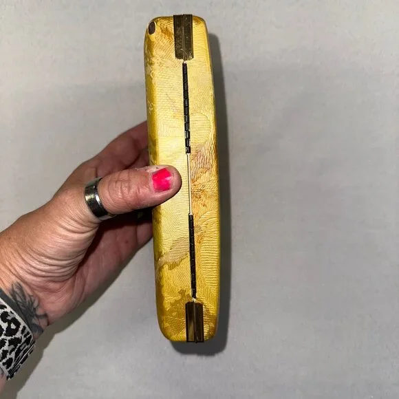 Mele Clamshell Hard Case Floral Vintage 1970's Travel Jewelry Box 7" x 4.75" - Picture 5 of 10